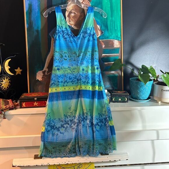 My Michelle Y2K Vibrant Blue and Green Midi Dress M - Picture 9 of 14